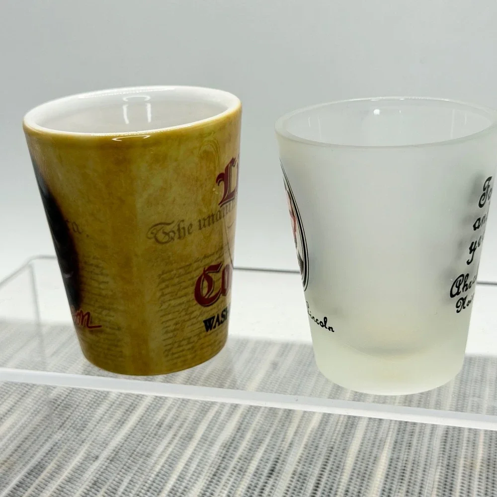 Library of Congress Thomas Jefferson Abraham Lincoln Shot Glass Set of 2 History